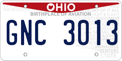 OH license plate GNC3013