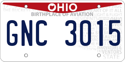 OH license plate GNC3015