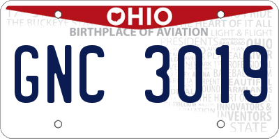 OH license plate GNC3019