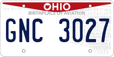 OH license plate GNC3027