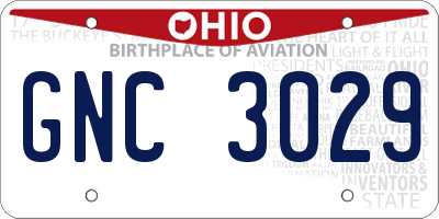 OH license plate GNC3029