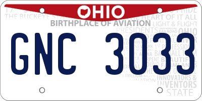 OH license plate GNC3033