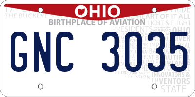 OH license plate GNC3035