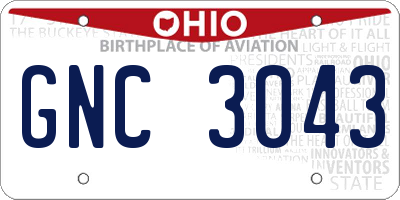 OH license plate GNC3043