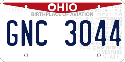 OH license plate GNC3044