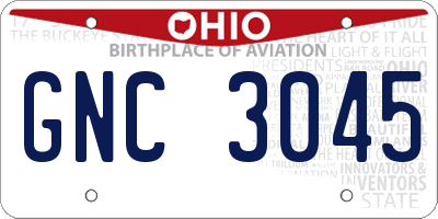 OH license plate GNC3045