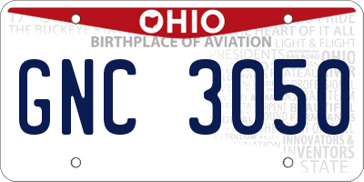 OH license plate GNC3050