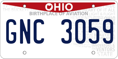 OH license plate GNC3059