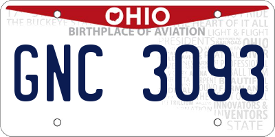 OH license plate GNC3093
