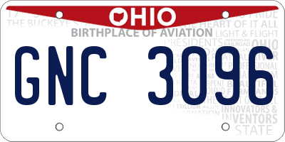 OH license plate GNC3096