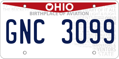 OH license plate GNC3099