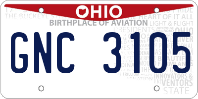 OH license plate GNC3105