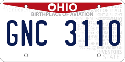 OH license plate GNC3110