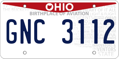 OH license plate GNC3112