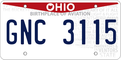 OH license plate GNC3115