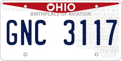 OH license plate GNC3117
