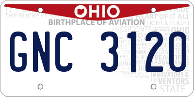 OH license plate GNC3120