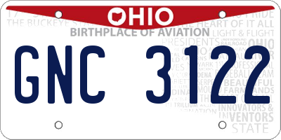 OH license plate GNC3122