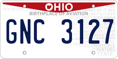 OH license plate GNC3127