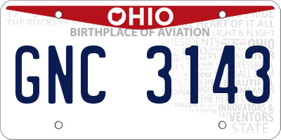 OH license plate GNC3143