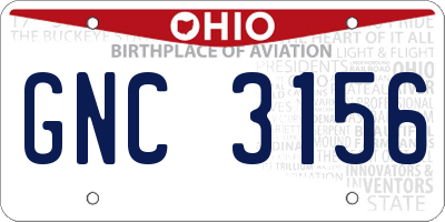 OH license plate GNC3156