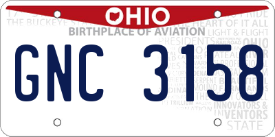 OH license plate GNC3158
