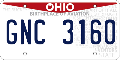 OH license plate GNC3160