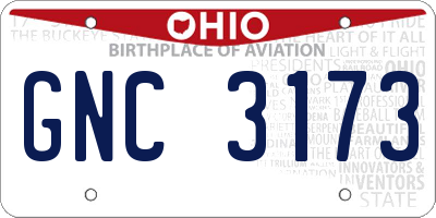 OH license plate GNC3173