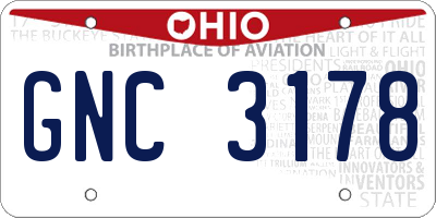 OH license plate GNC3178