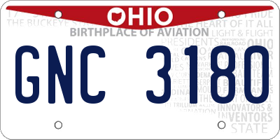 OH license plate GNC3180