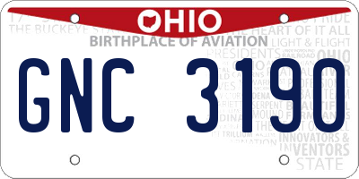 OH license plate GNC3190