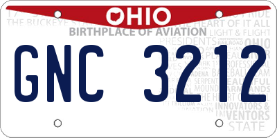 OH license plate GNC3212