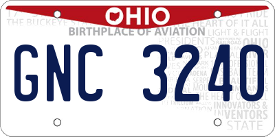 OH license plate GNC3240