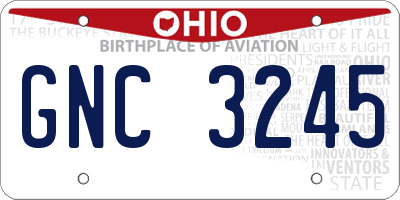 OH license plate GNC3245