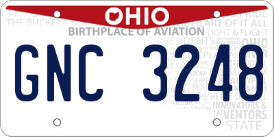 OH license plate GNC3248