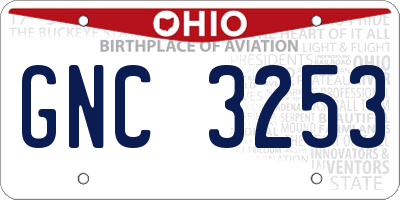 OH license plate GNC3253