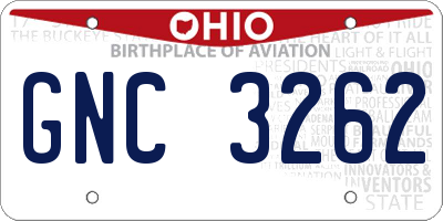 OH license plate GNC3262