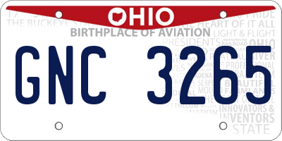 OH license plate GNC3265