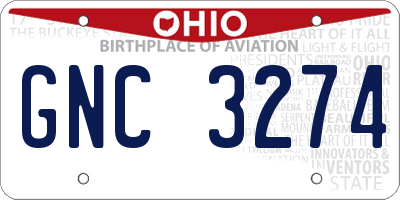 OH license plate GNC3274