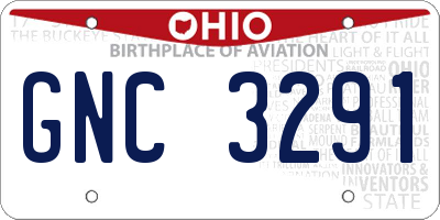 OH license plate GNC3291