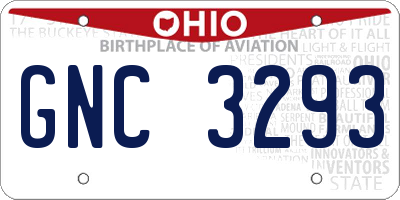 OH license plate GNC3293