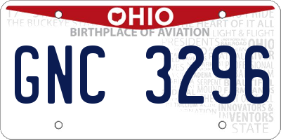 OH license plate GNC3296