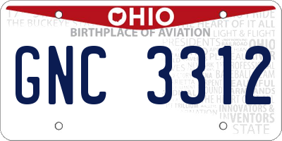 OH license plate GNC3312