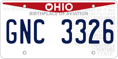 OH license plate GNC3326