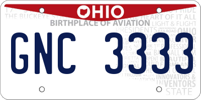 OH license plate GNC3333