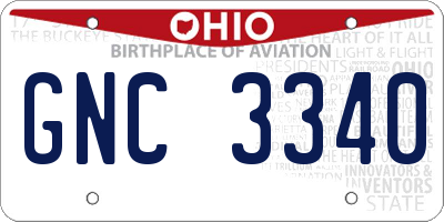 OH license plate GNC3340