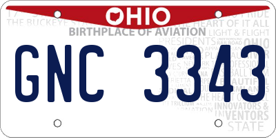 OH license plate GNC3343