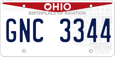 OH license plate GNC3344