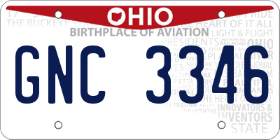 OH license plate GNC3346