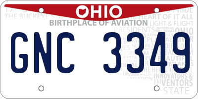OH license plate GNC3349